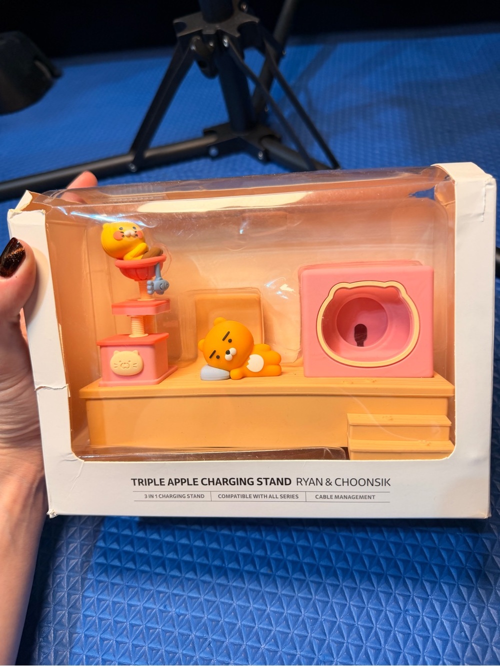 Triple Apple Charging Stand Tech Organizer - Pink & Orange Kakao Friends Korea